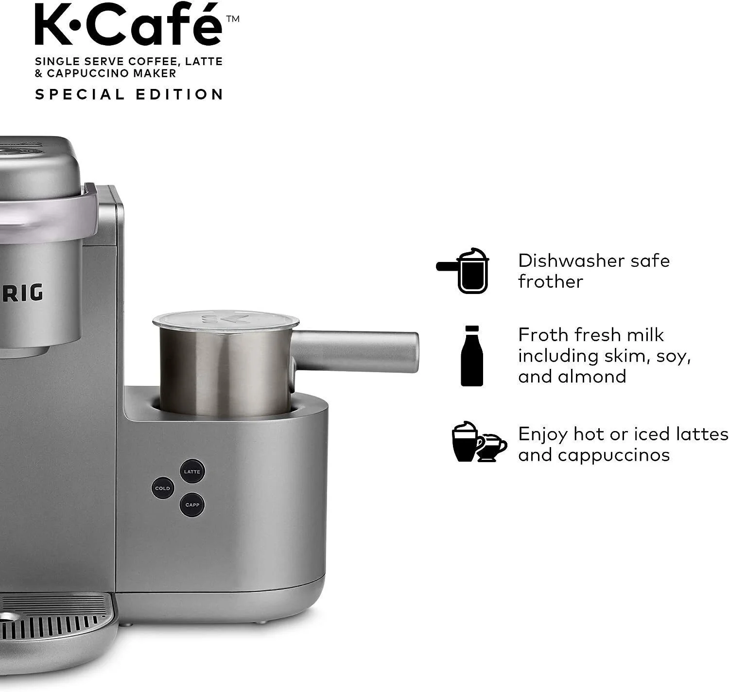 Keurig K - Cafe Special Edition Single - Serve Programmable Energy Efficient Button Controls K - Cup Pod Coffee, Latte, and Cappuccino Maker (Nickel)