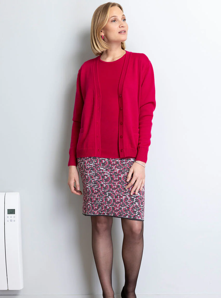 Jupe femme en laine mérinos jacquard gris