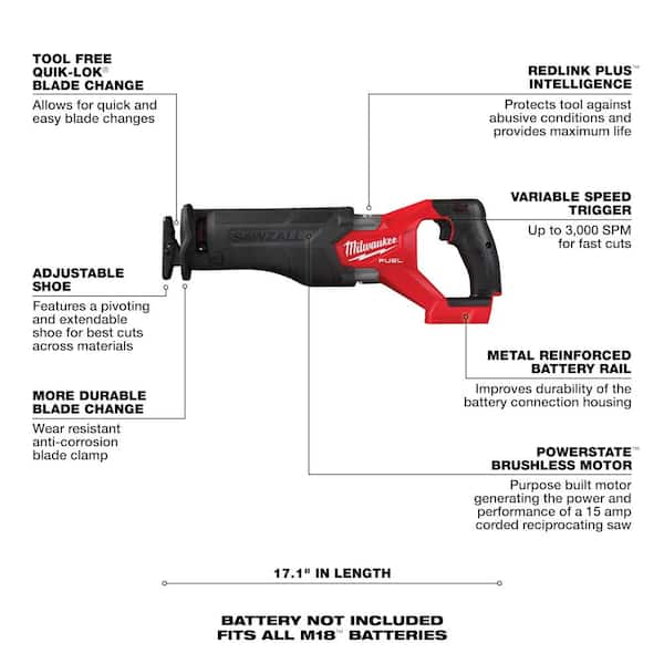 M18 FUEL GEN-2 18V Lithium-Ion Brushless Cordless SAWZALL Reciprocating Saw W/M18 FUEL 4-1/2 in. Grinder