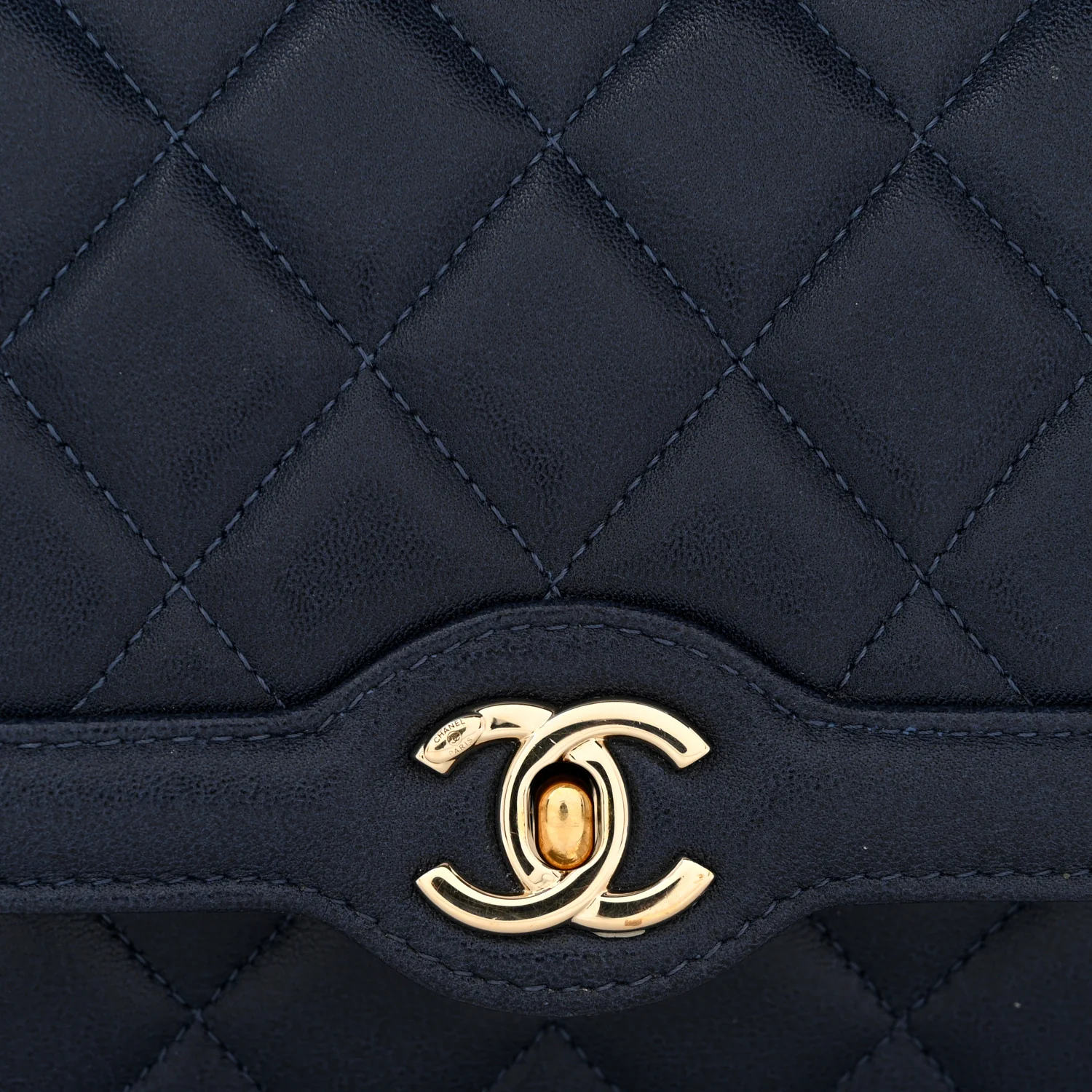 Lambskin Quilted Hold The Line Wallet On Chain WOC Dark Blue