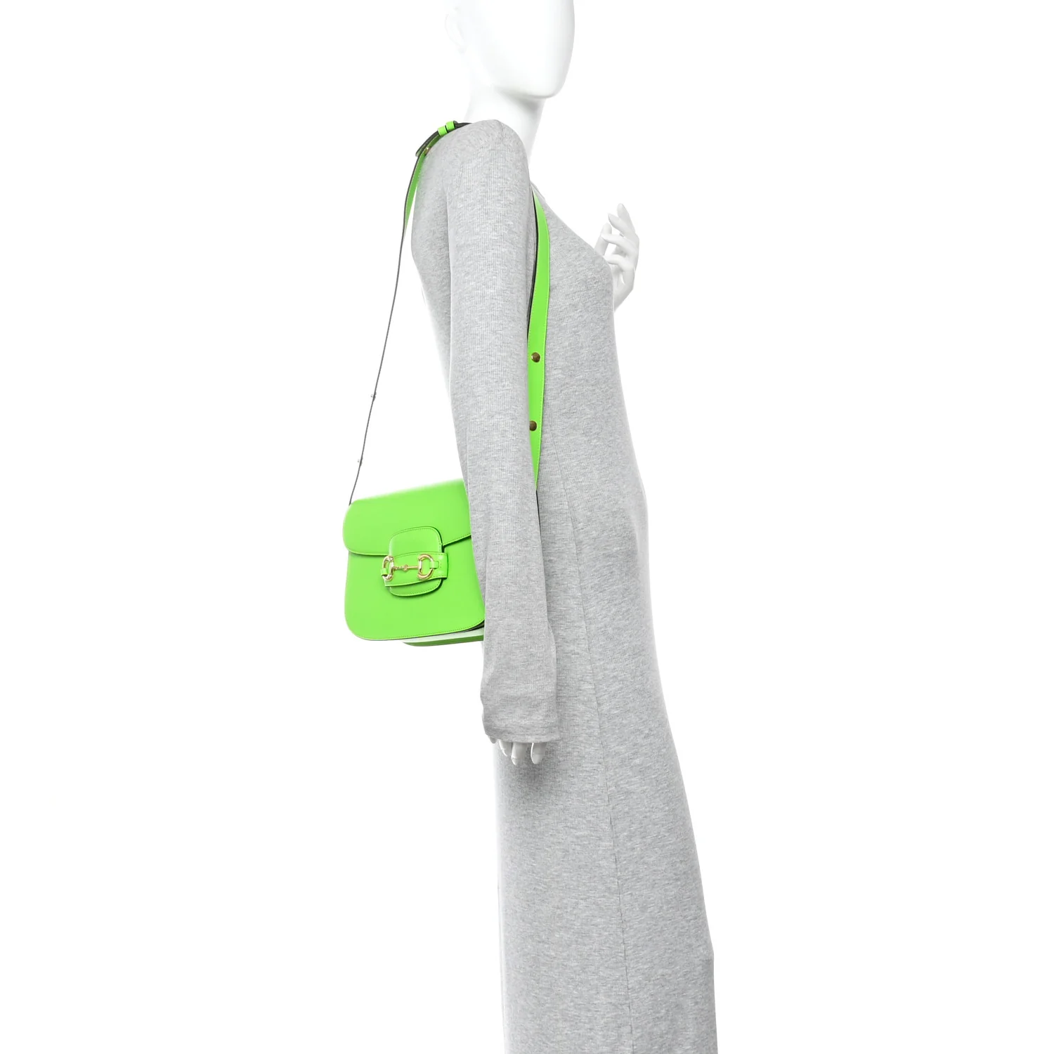 Azalea Calfskin Horsebit 1955 Shoulder Bag Electric Green