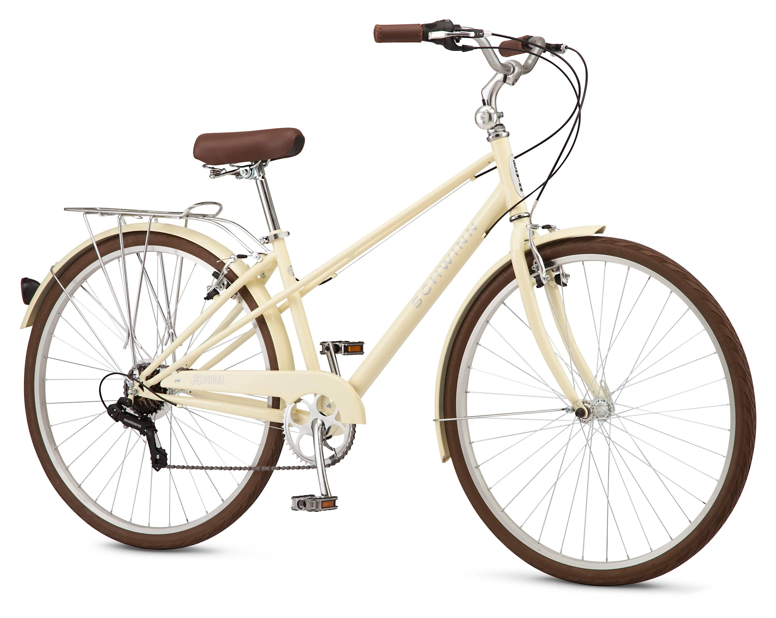 Admiral 700c Adult Hybrid Bike, 7 Speed Womens Bike, Cream Image 2