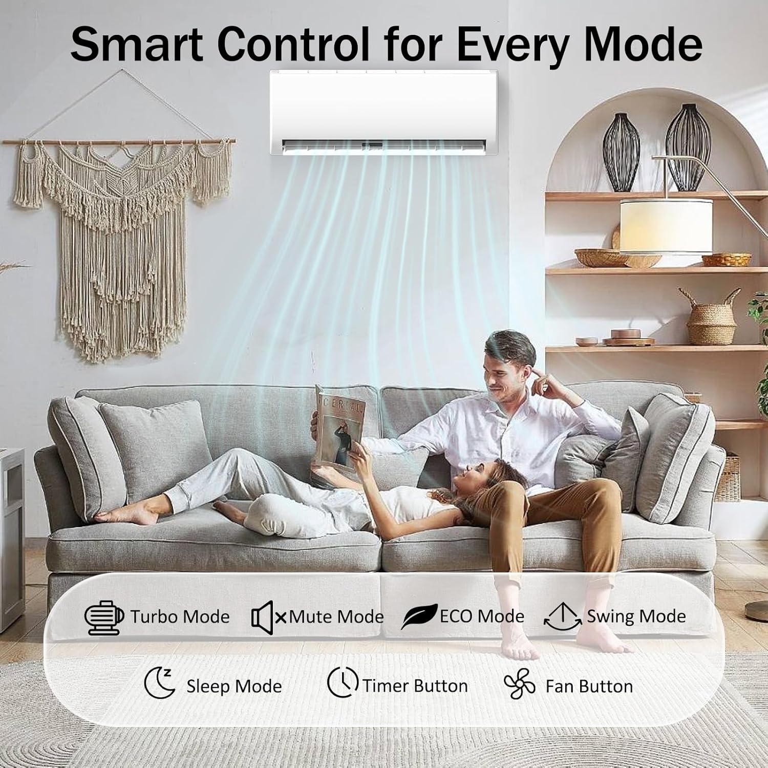 12000 BTU Mini Split Air Conditioner & Heater 19 SEER2 115V Energy Efficient Ductless Inverter 1 Ton Cools Up to 550 Sq. Ft, with Pre-Charged Condenser, Heat Pump & Installation Kit