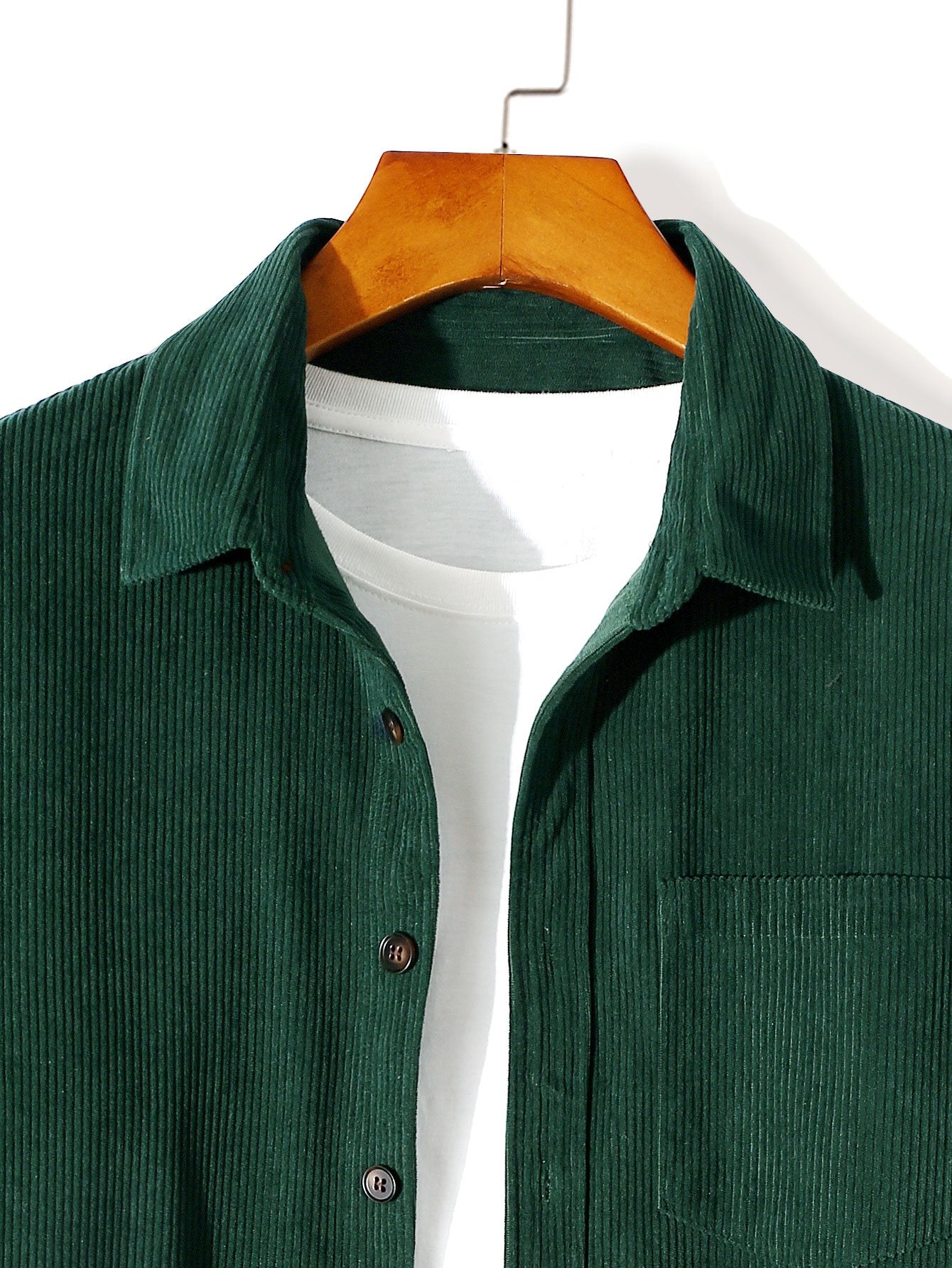 Chemise en velours côtelé à manches longues boutonnée
