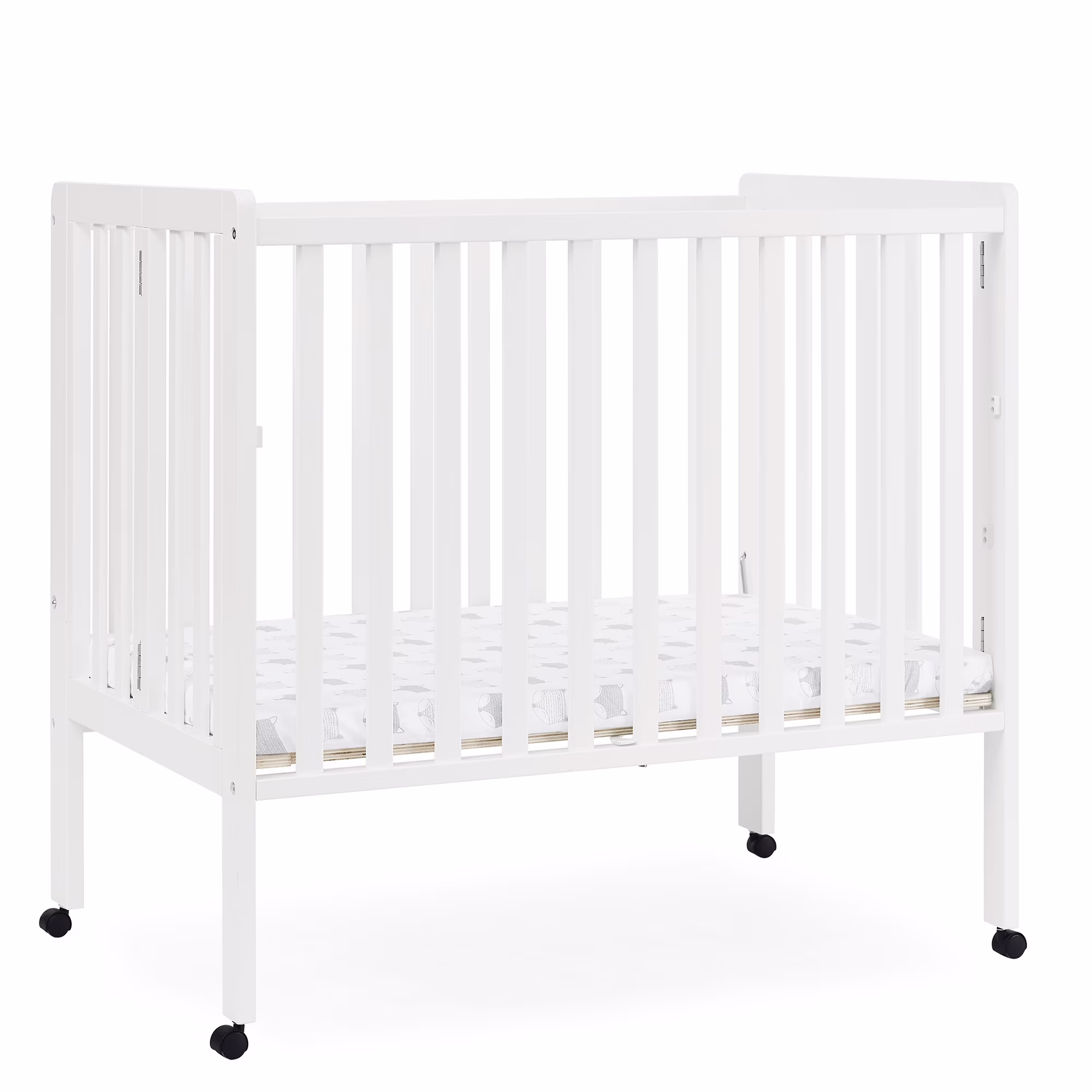 Delta Children Lee Portable Folding Mini Crib with 1.5 - Inch Mattress - Greenguard Gold Certified, Bianca White