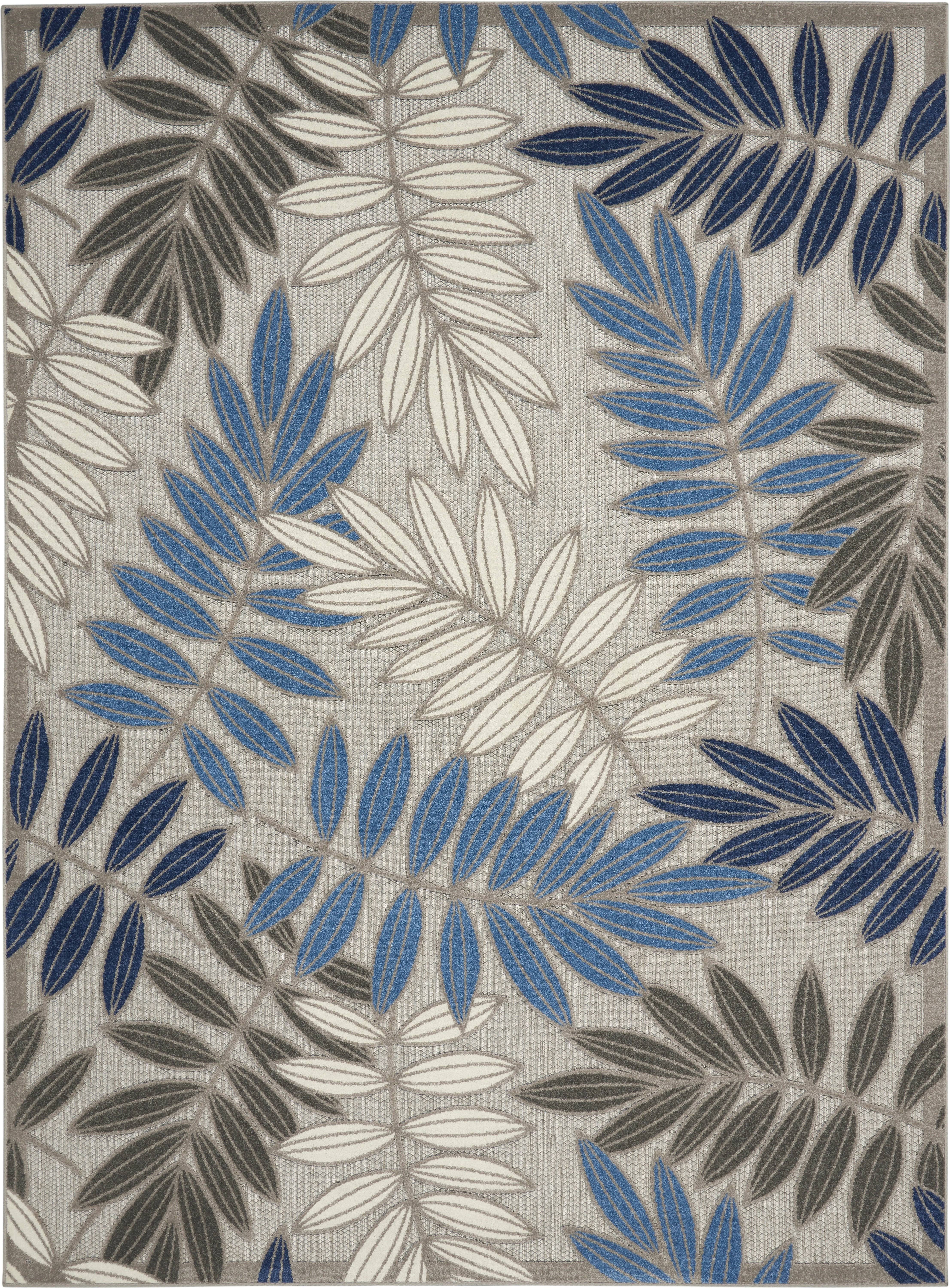 Nourison ALH18 Aloha Grey/Blue Area Rug- 6' x 9'