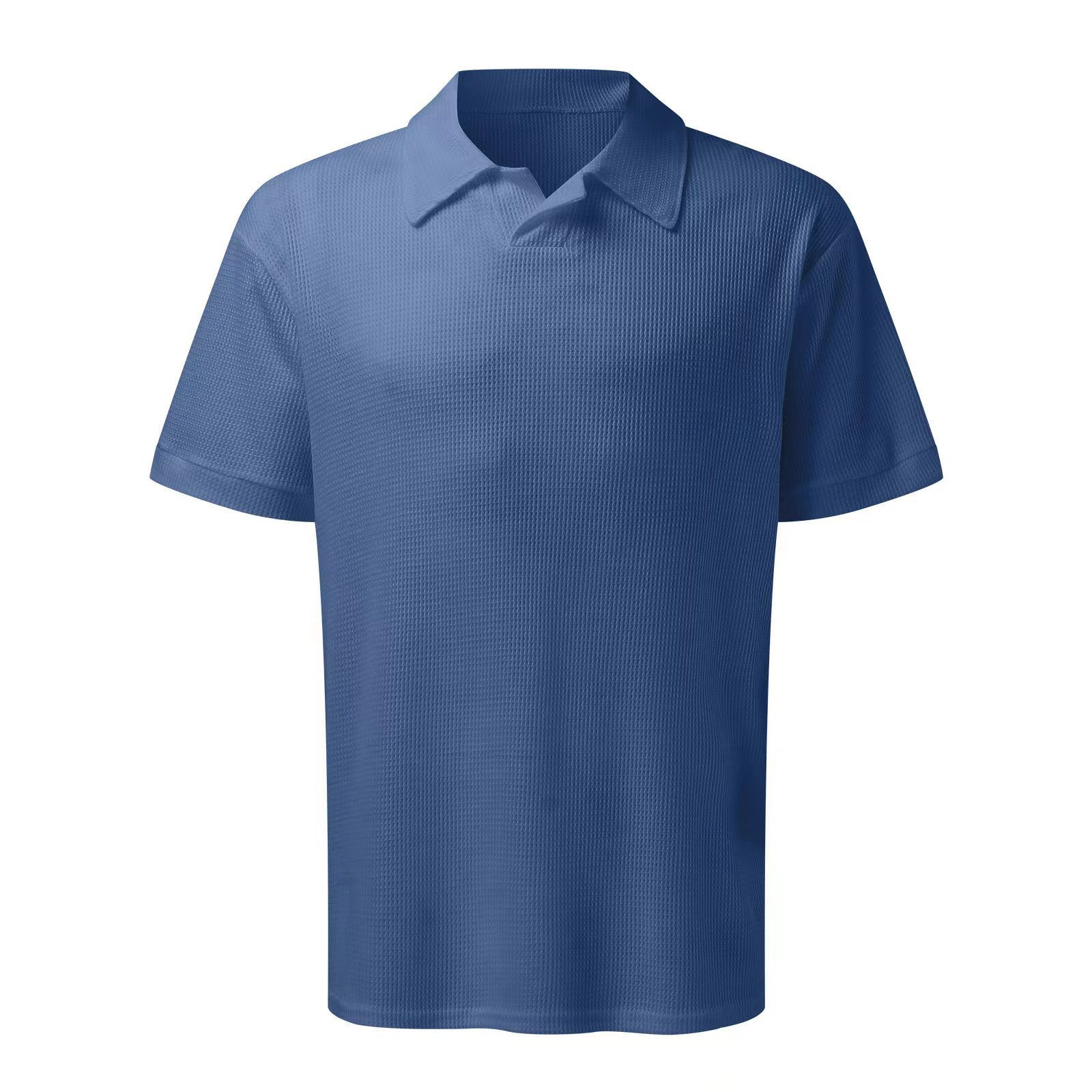 Polo bleu en maille à col en V pour homme Suitmens