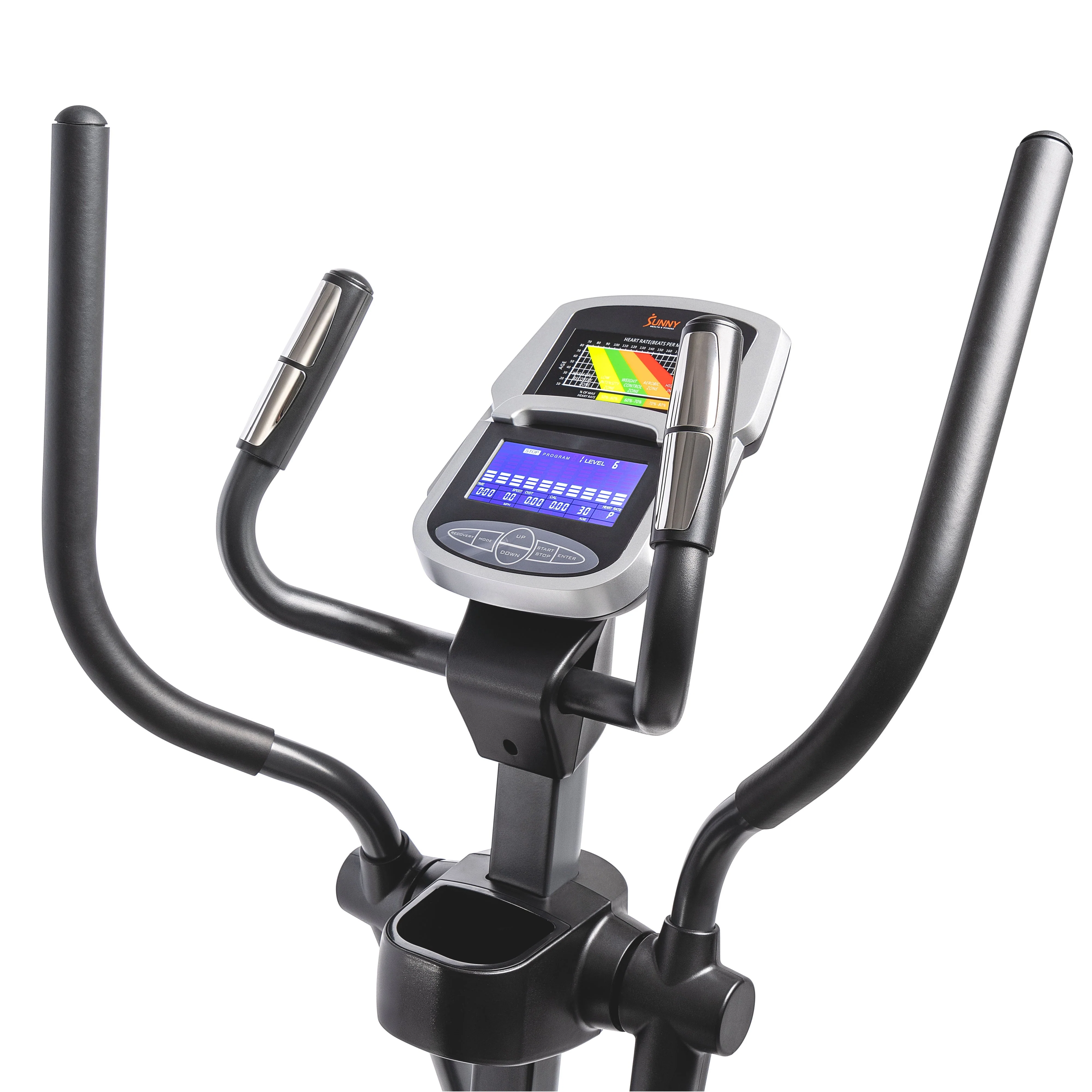 Sunny Health Fitness Pre Programmed Elliptical Trainer w/ Device Holder, Heart Rate Monitor, High Weight Capacity, SF E320001 Image 7