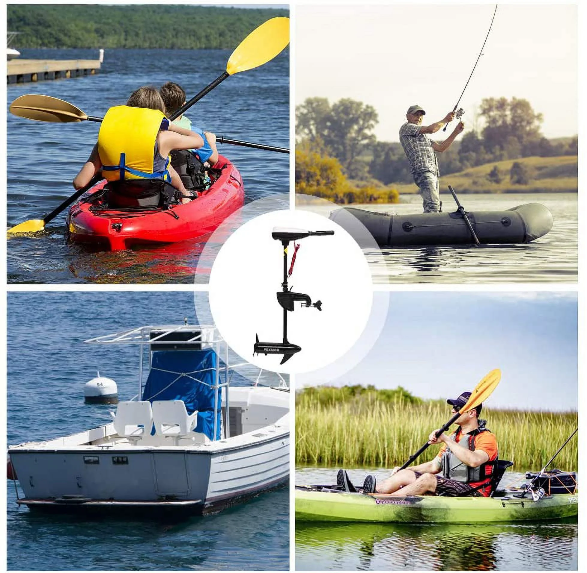 Electric Trolling Motor 36/46/55/86LBS Thrust Saltwater Transom Mounted w/LED Battery Indicator 8 Variable Speed for Kayak, Inflatable Fishing Boats(24lb Trust) - Image 6