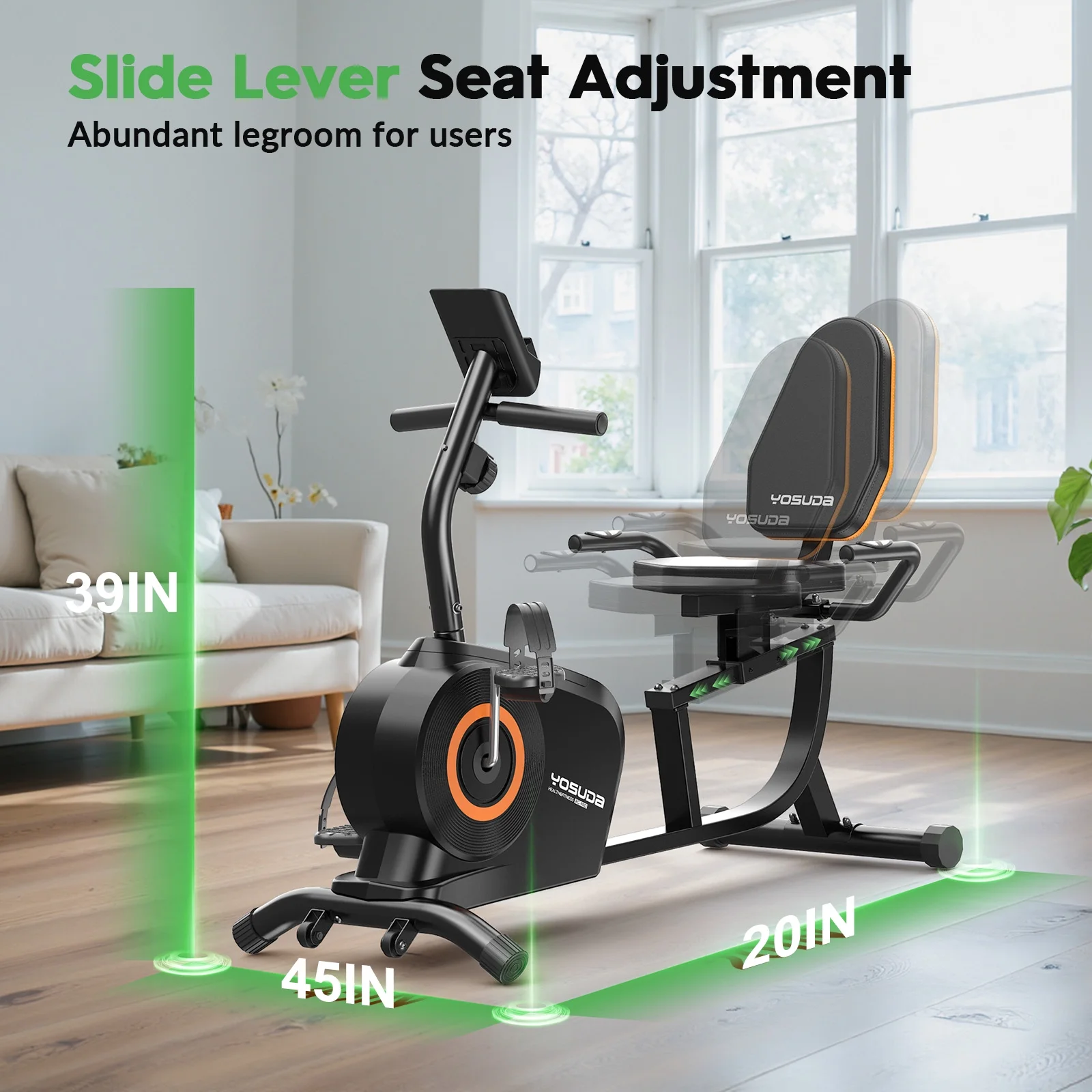 Recumbent Exercise Bike for Senior for Home with 350lbs Capacity(Silver) - Image 10