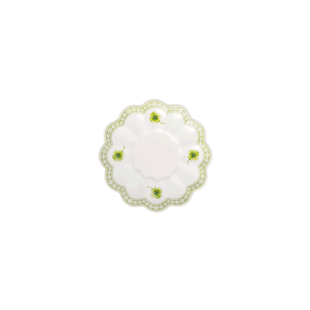 Easter Delight Egg cup plate saucer - Green, 3.9'', Premium Porcelain