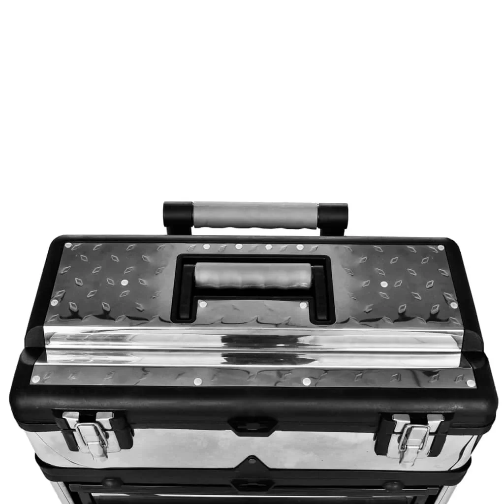 vidaXL 22.2 Stainless Steel Rolling Tool Boxes and Organizers with 2 Wheels Multicolor