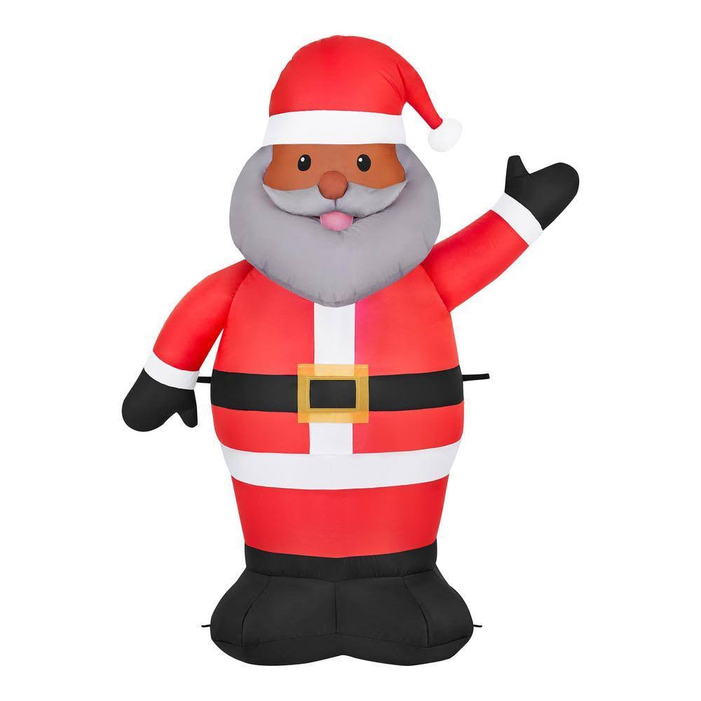 Home Accents Holiday 3.5 ft. H x 2.6 ft. W Airblown African American Santa Waving Christmas Inflatable with LED Lights