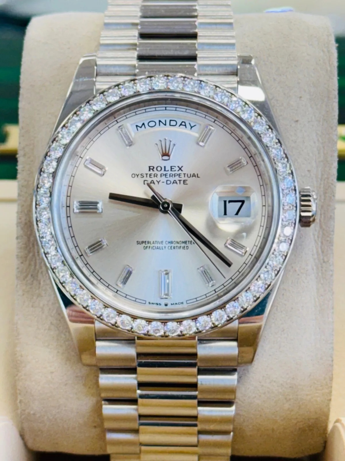 [Super Clone]RLX Day-Date 40mm 228349RBR-0001 Silver Dial President Bracelet