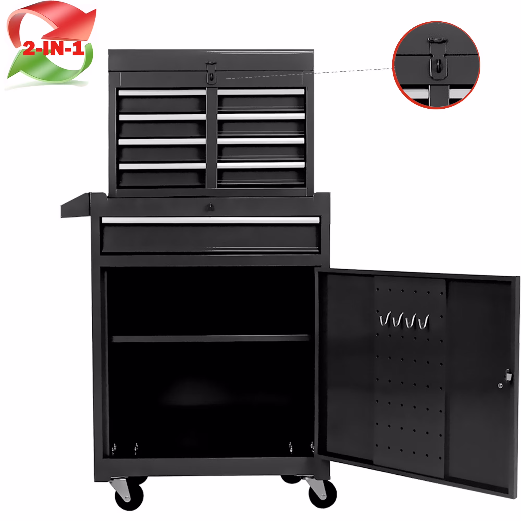 Tool Chest with 5 Drawers, Rolling Tool Box, Lockable Tool Cabinet Hidden Double Tool Organizer