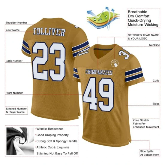 Custom Old Gold White-Navy Mesh Jersey