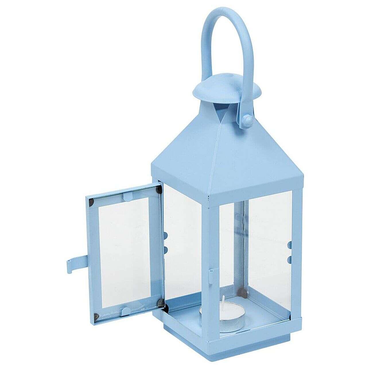 Lanterne photophore en métal bleu