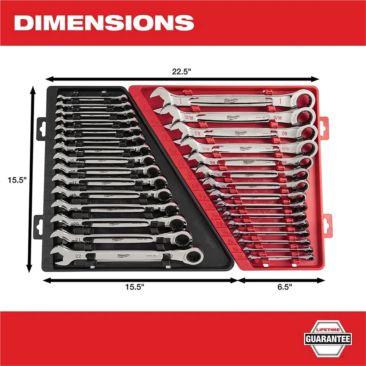 Milwaukee 48 - 22 - 9416 15pc Ratcheting Combination Wrench Set - SAE