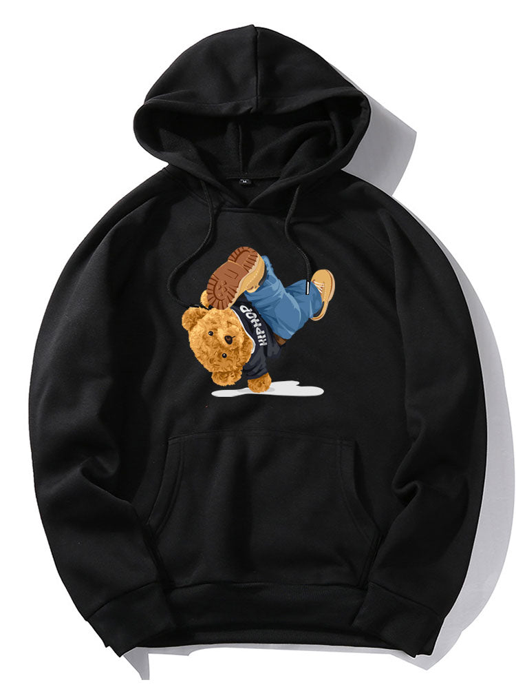 Sweat à capuche imprimé ours Break Dance
