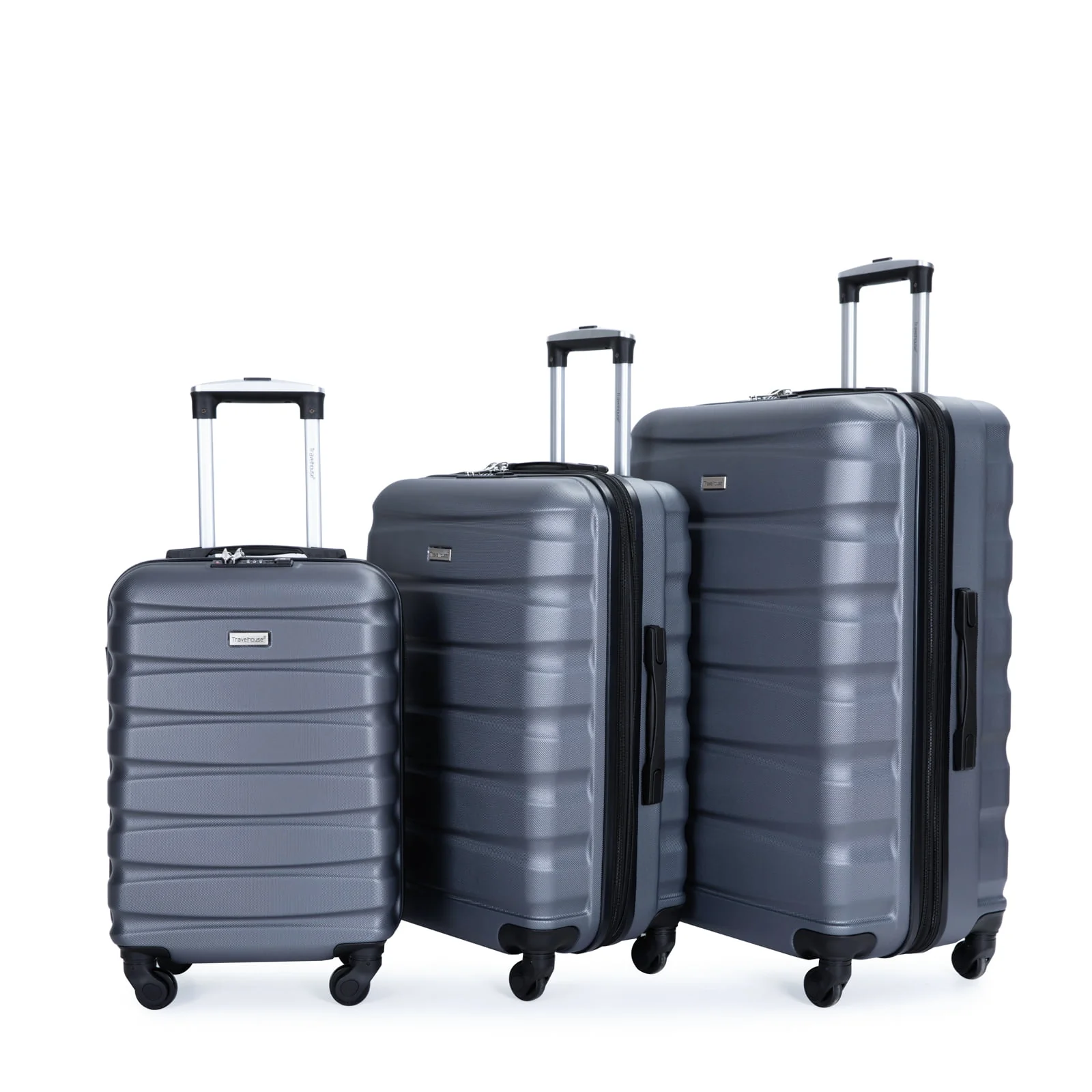 Travelhouse 3 Piece Luggage Set Expandable Hardshell Lightweight Suitcase with TSA Lock Spinner Wheels 20in24in28in.(Gray)