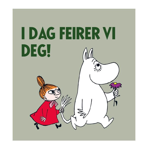 Mummi kort dobbelt 7,5x7,5 cm I dag feirer grønn