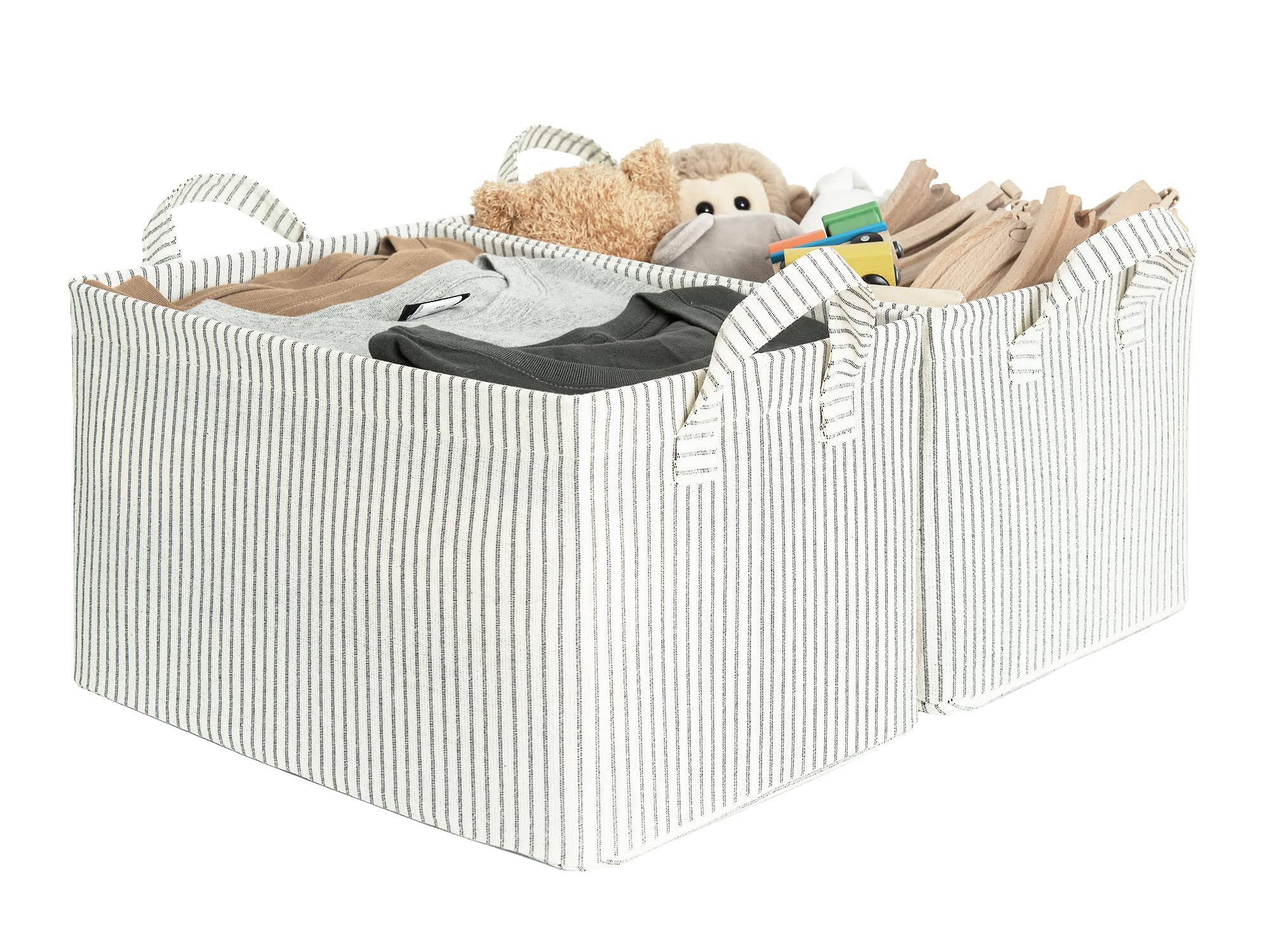 StorageWorks Storage Bins for Shelves with Metal Frame, Fabric Storage Bins, Large, Mixing of Nature & Gray, 2-Pack