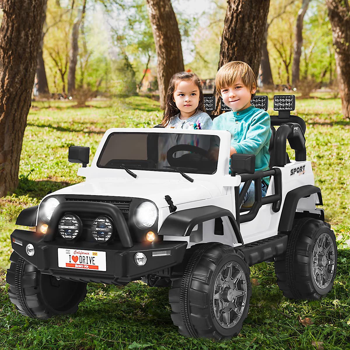 Elektroauto Jeep 2 Sitzer mit 3 Geschwindigkeiten wei