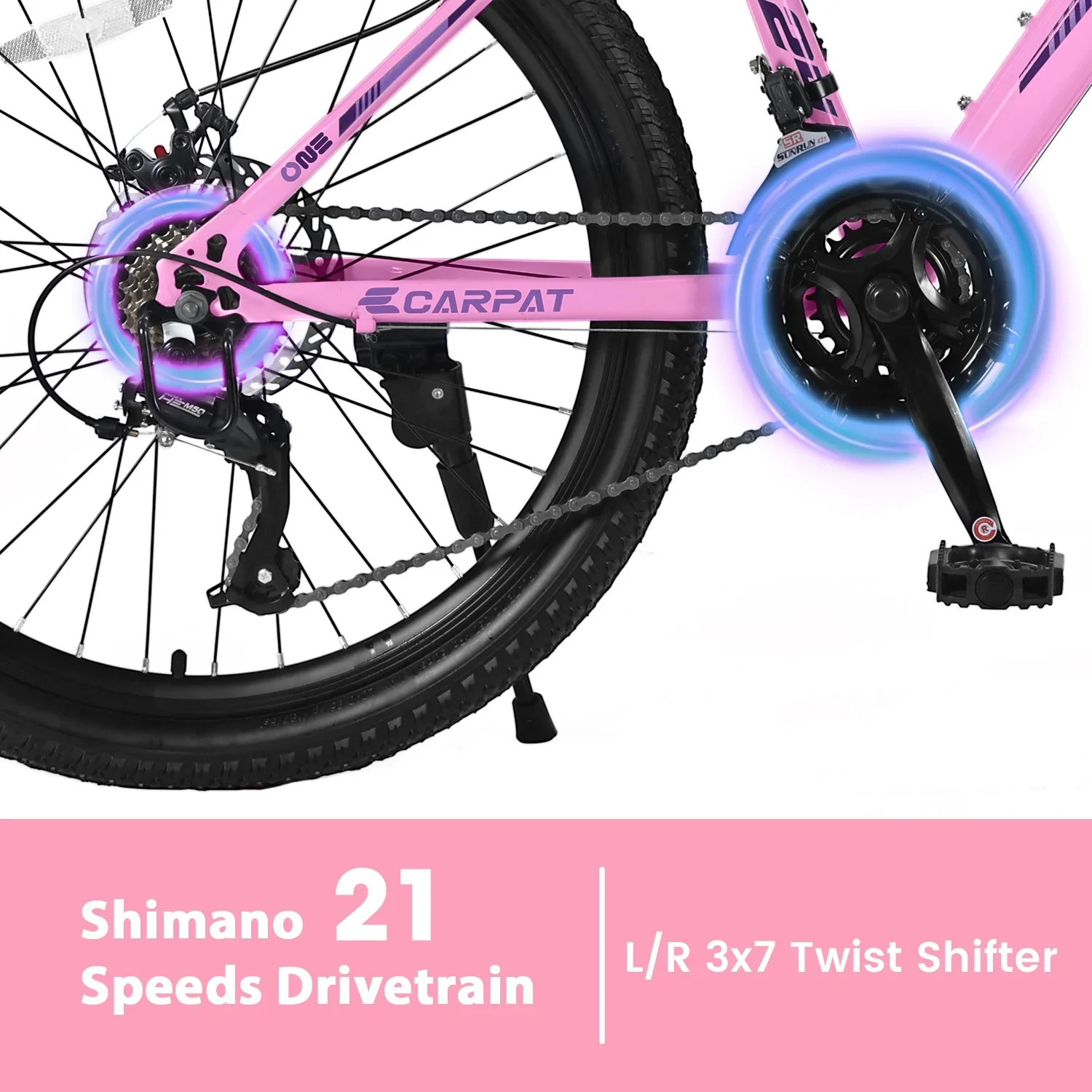 26 inch Women Mountain Bike, 21 Speeds Mountain Bicycle with Steel Frame, Dual Disc Brakes and 100mm Front Suspension, MTB Bike for Urban Trail Snow Commuter, White