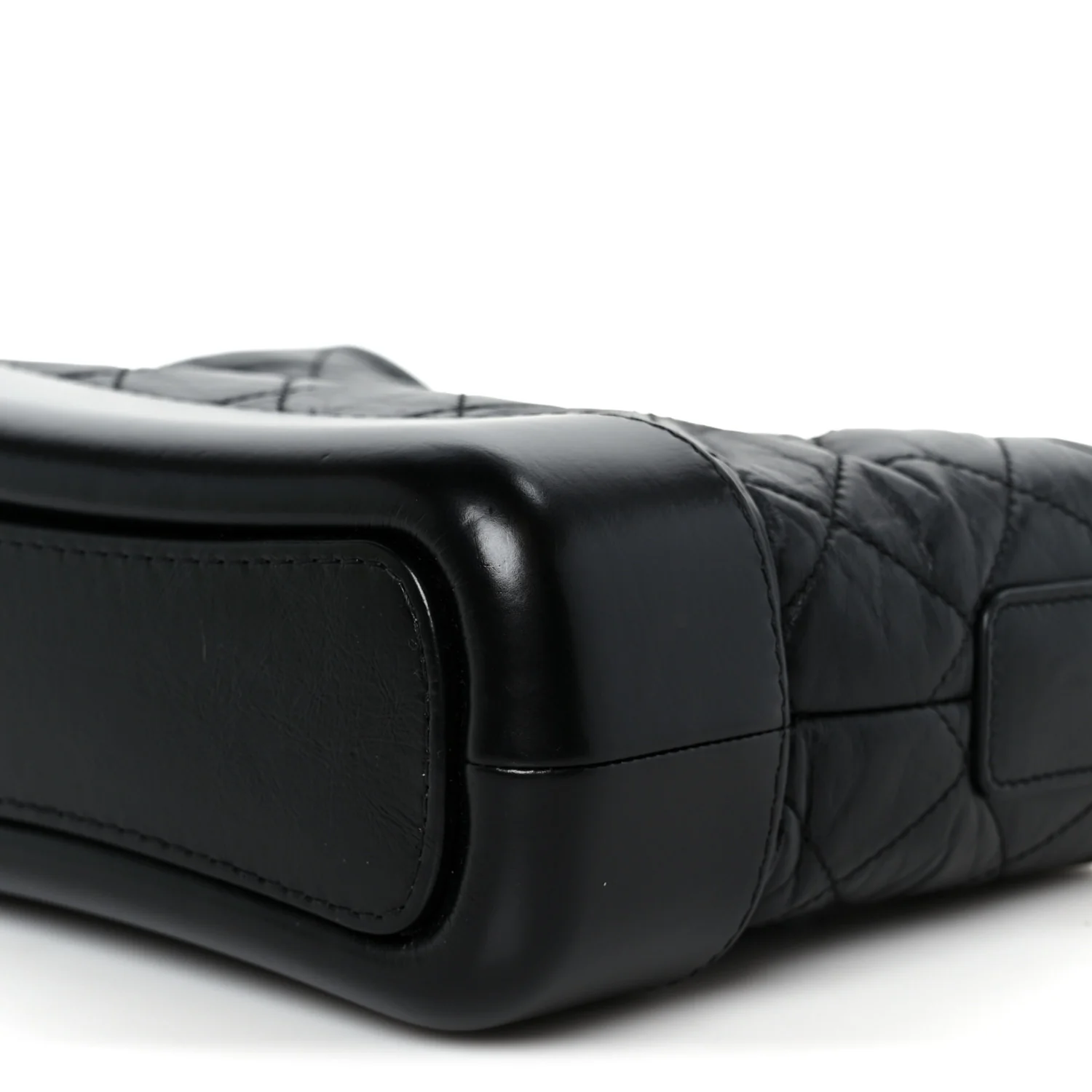 Aged Calfskin Quilted Small Gabrielle Hobo Black
