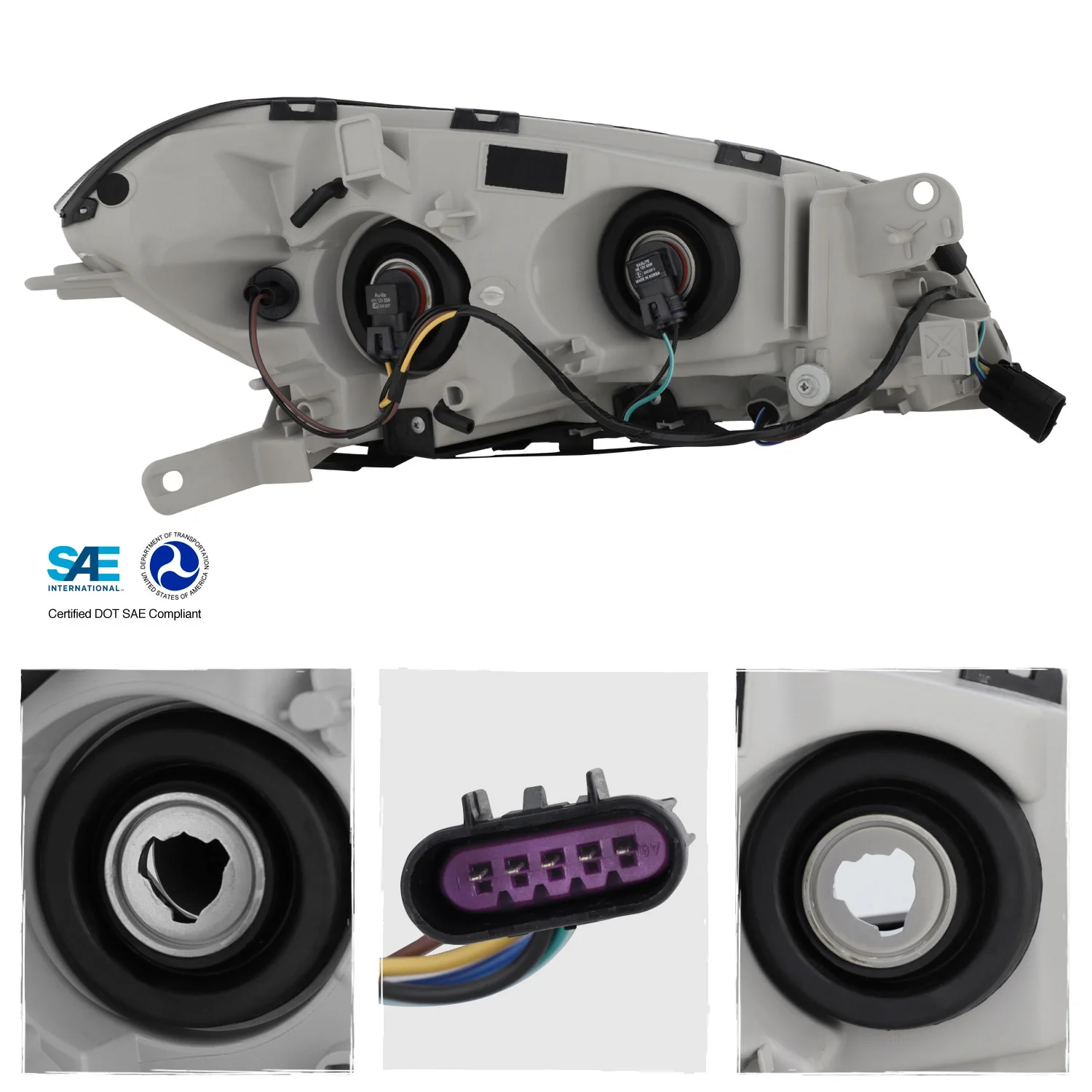 AKKON - Fits 2008 - 2012 Chevy Malibu LED Light Tube Headlights Head Lamps - Black Housing Assembly