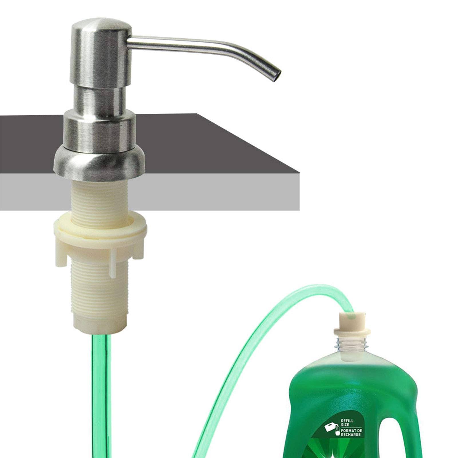 OHiHi Soap Dispenser for Kitchen Sink, Built in Sink Soap Dispenser (Brushed Nickel), Countertop Soap Dispenser Pump with 47