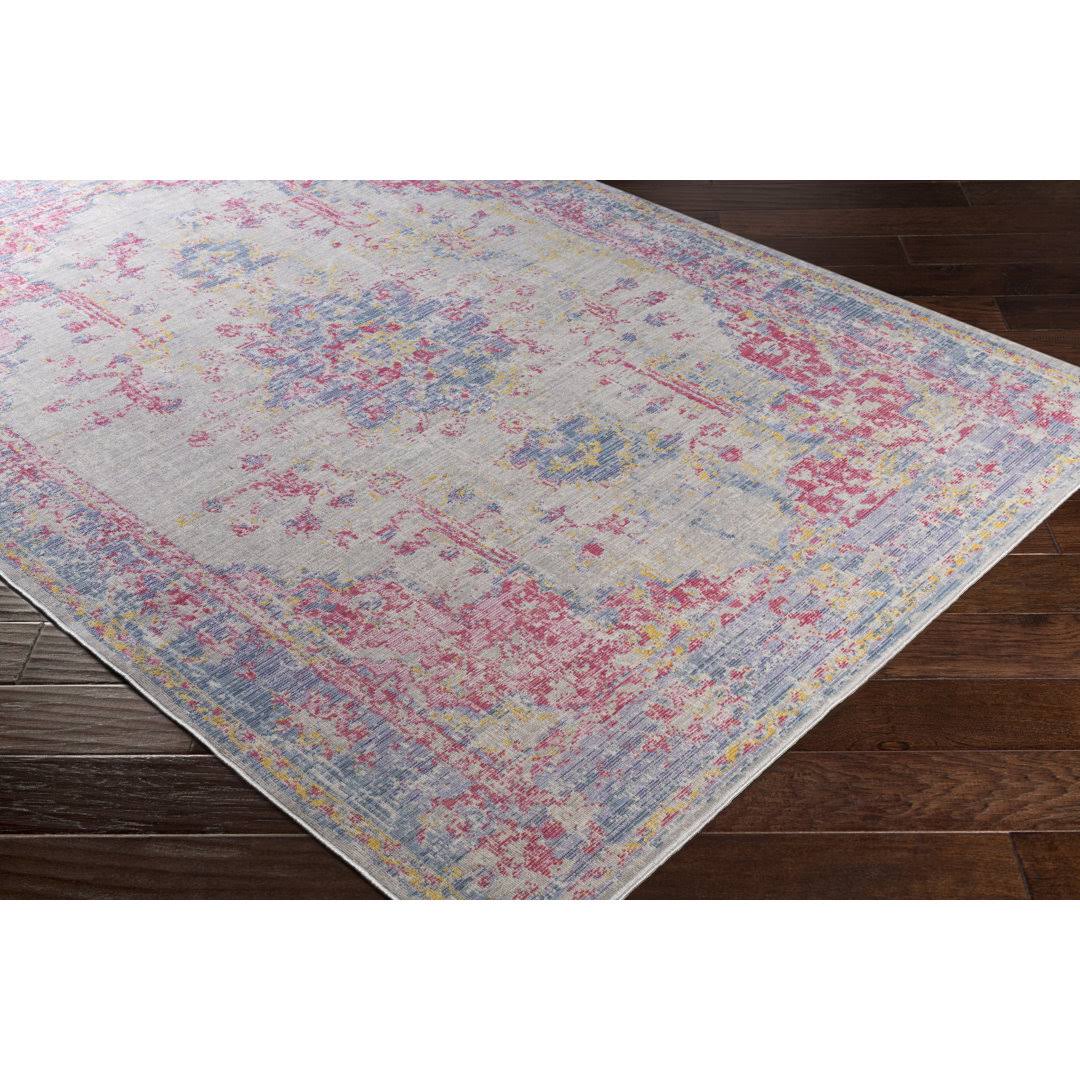 Kahina Vintage Distressed Oriental Pink/Blue Area Rug Bungalow Rose Rug Size: Rectangle 3'11