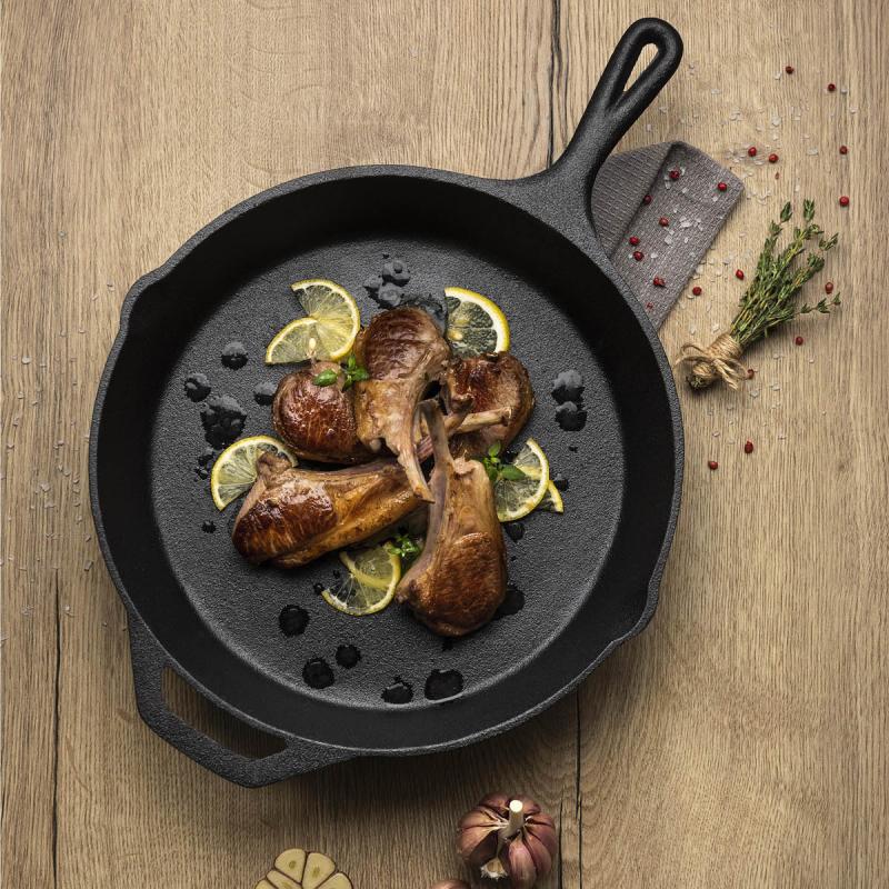 Cast iron støpejernspanne 30 cm 3,1L svart