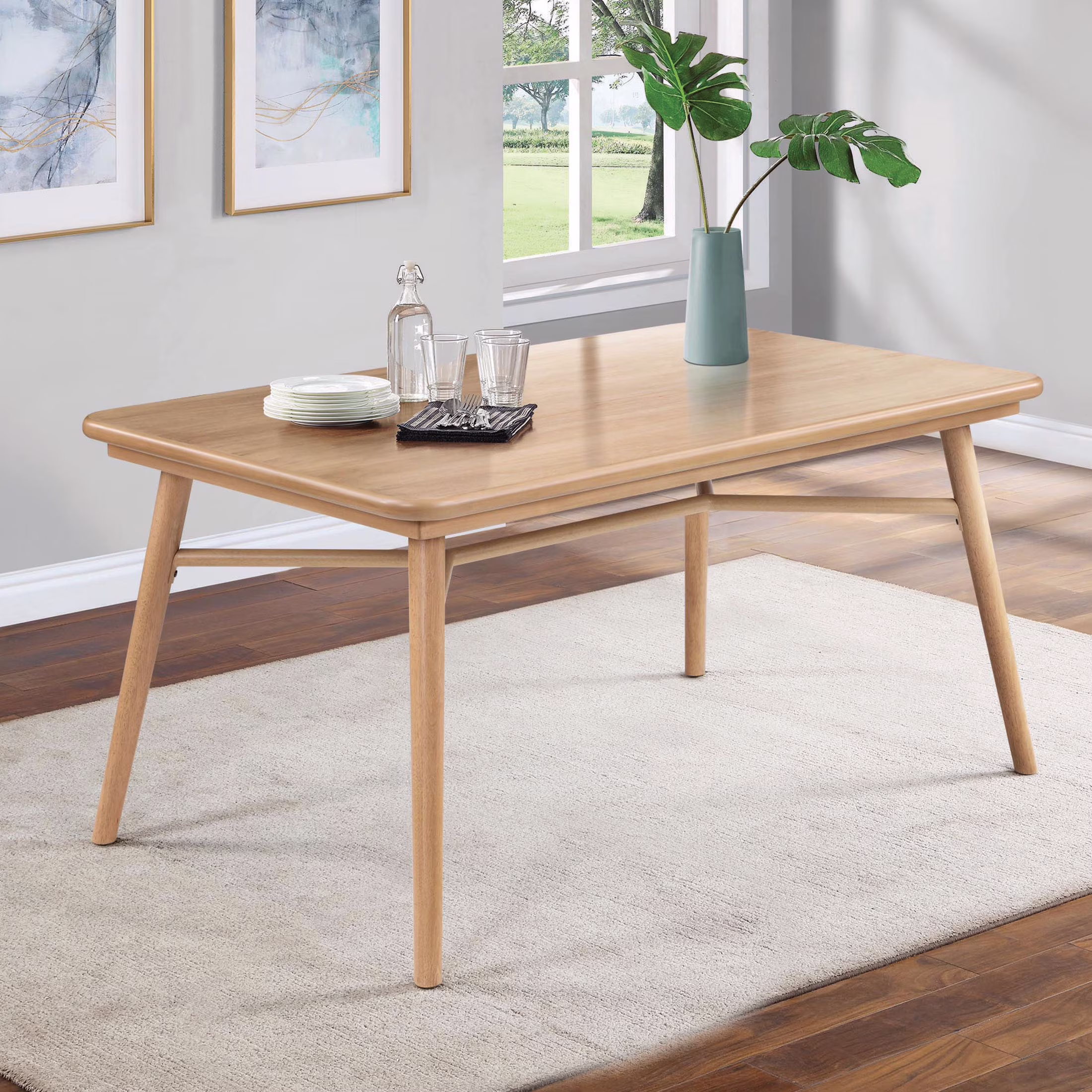Better Homes & Gardens Springwood 59.5 Rectangle Dining Table, Natural Wood