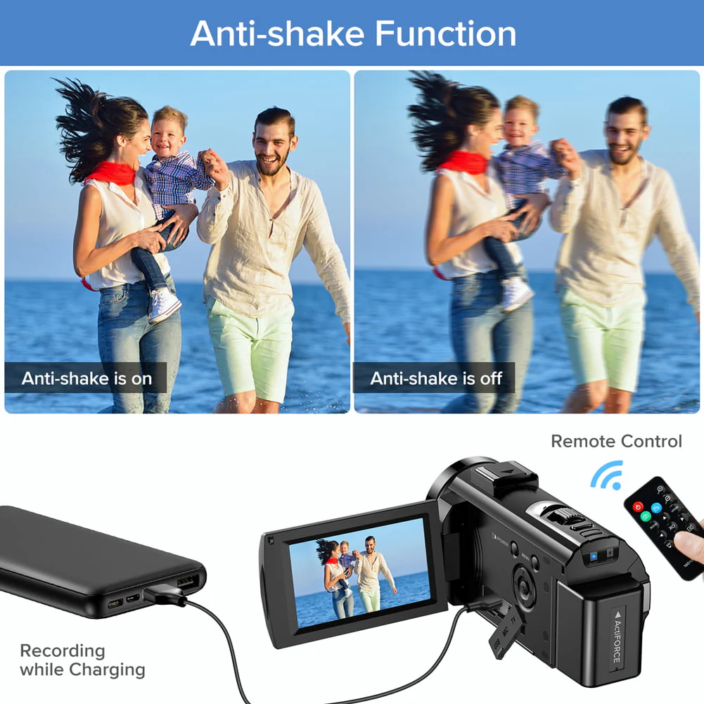 Video Camera Camcorder YouTube Vlogging Camera FHD 1080P 30FPS 24MP 16X Digital Zoom 3" LCD 270 Degrees Rotatable Screen Digital Camera Recorder with Microphone,Remote Control,2 Batteries - Image 5