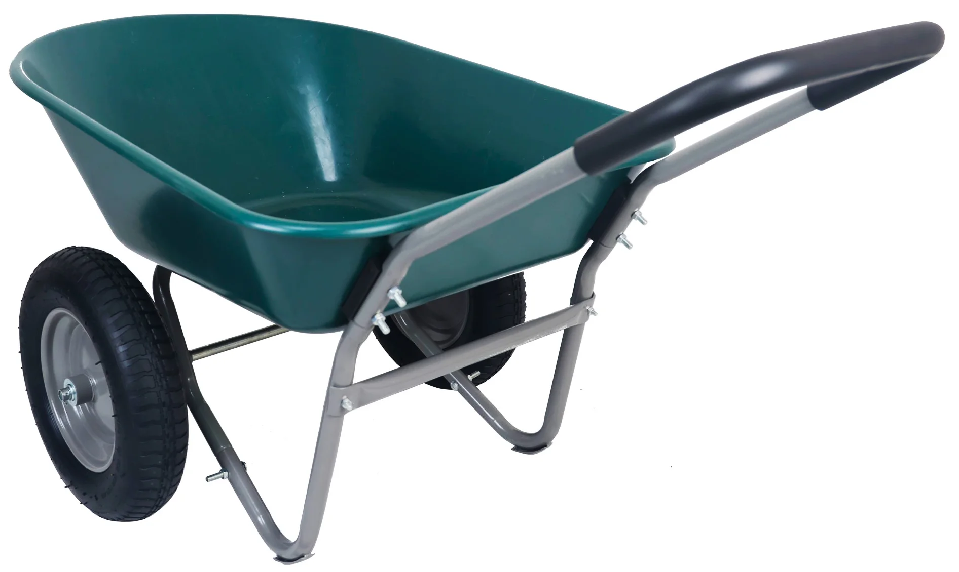 GIANNA Dual - Wheel Garden Cart, Heavy - Duty Yard Wheelbarrow with Built - in Stand for Lawn, Gardening, and Construction - Green