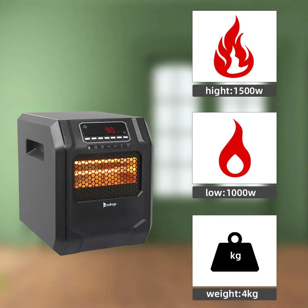 Portable Space Heater, 750W/1500W Small Infrared Heater w/ Remote, LED Display, 3 WorModes, Safe Electric Heater for Home Office Bedroom with Overheat Protection, 11.58′′ x 9.72′′ x 12′′, Q6153