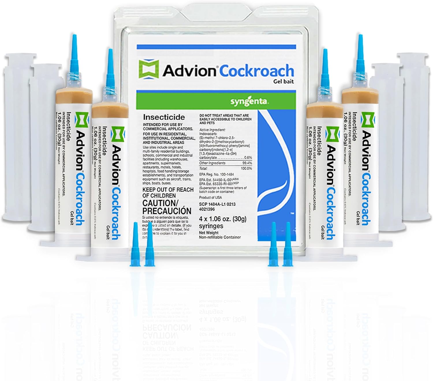 advion 383920 4 Tubes and 4 Plungers Cockroach German Roach Pest Control Insect, Brown