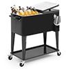 80 Quart Rolling Cooler Ice Chest, Portable Bar Cold Drink Beverage Cart Tub, Backyard Cooler Trolley on Wheels with Ice Scoop, Catch Tray Bottle Opener, Pink(Black)