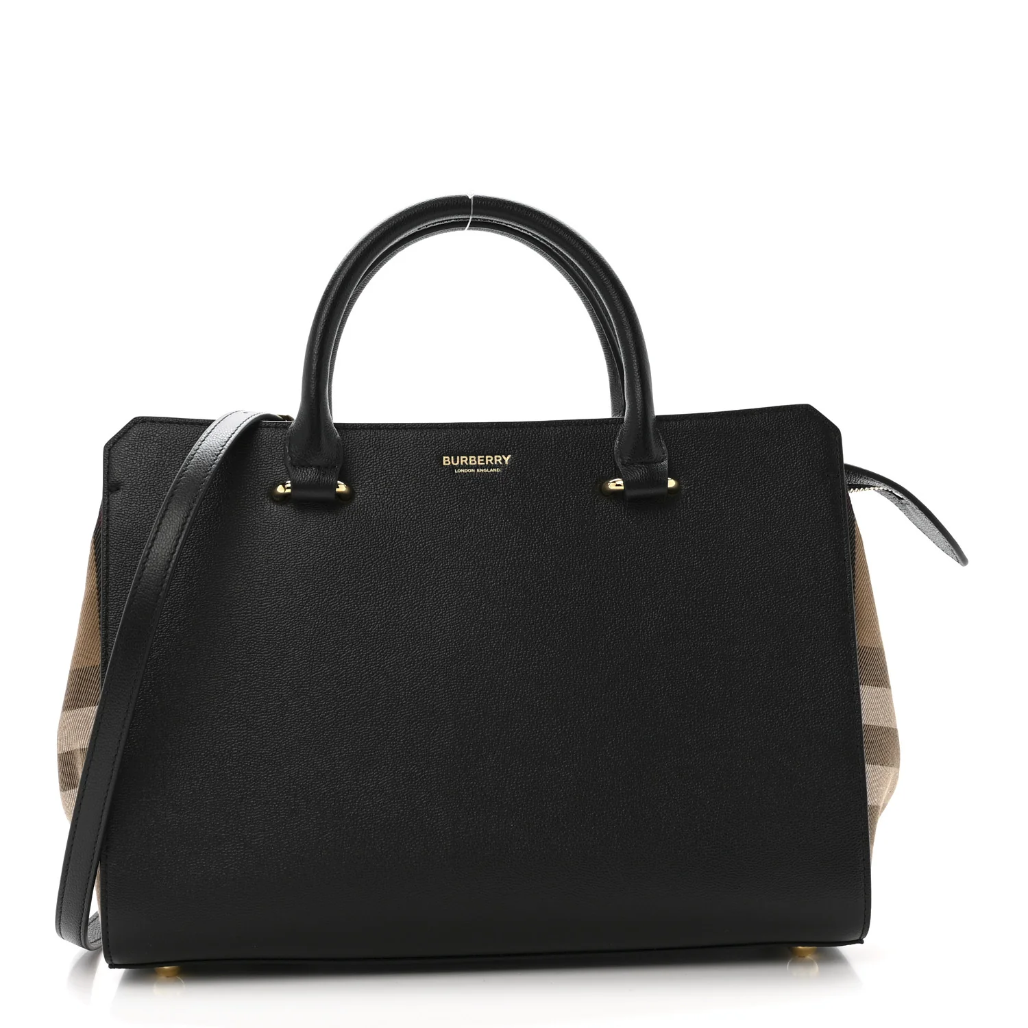Calfskin Mega Check Small Banwell Tote Black