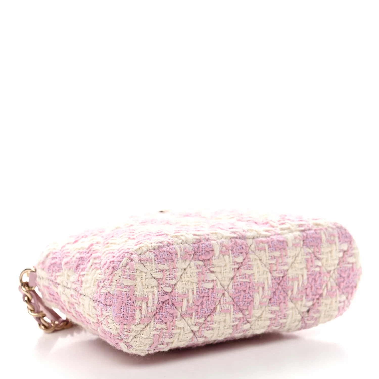 Tweed Quilted Mini Clutch With Chain Pink