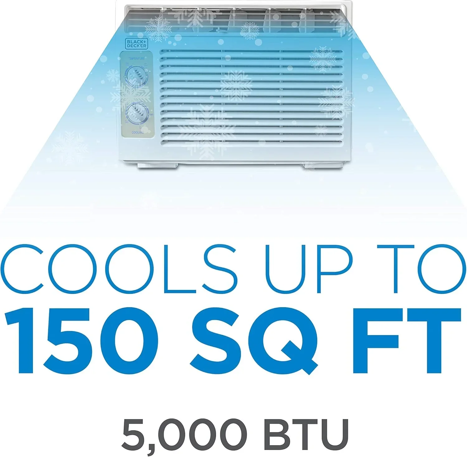 Climatiseur de fenêtre BLACK+DECKER 5000 BTU Refroidit jusqu'à 150 pieds carrés Commandes mécaniques