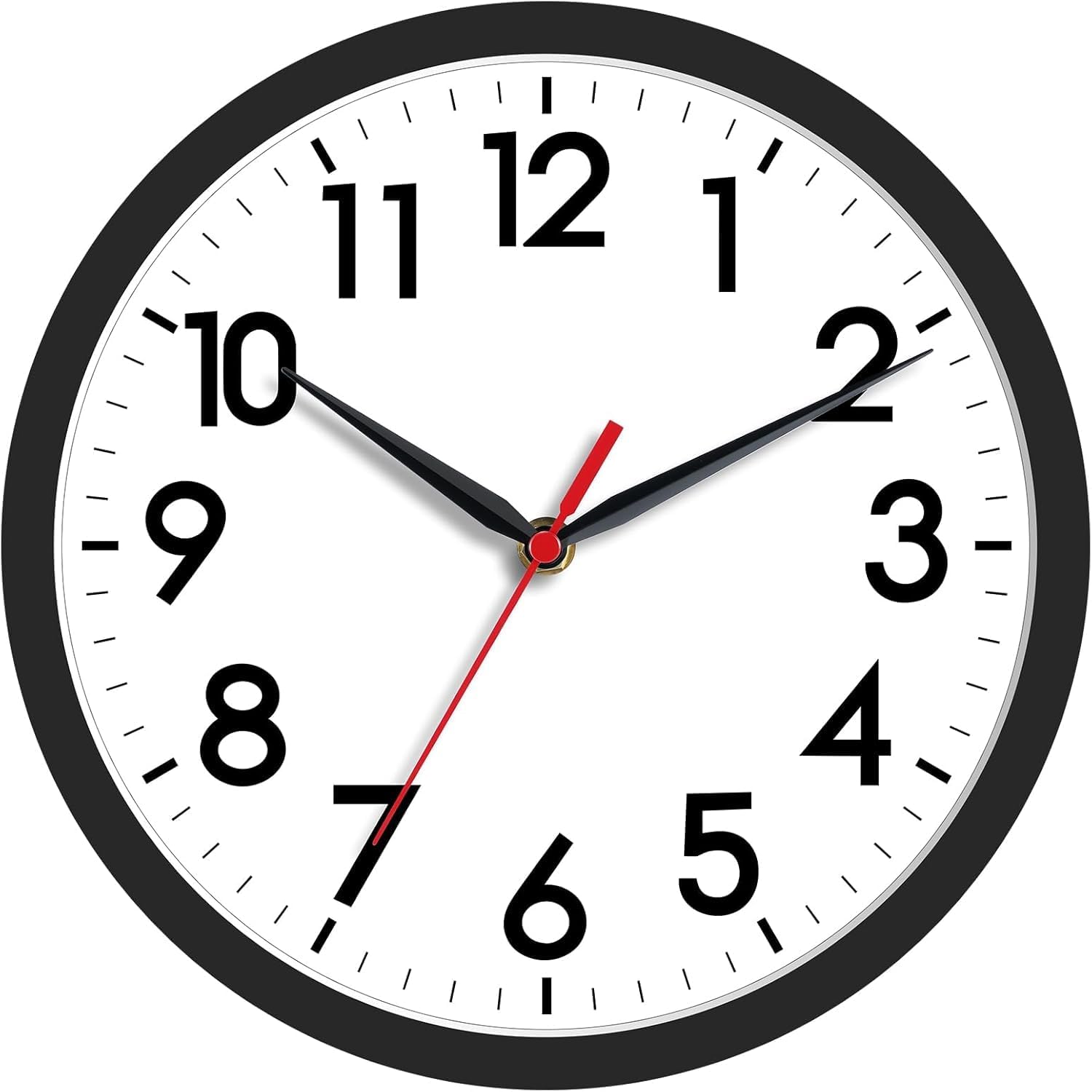 AKCISOT 8 Inch Wall Clock, Silent Battery Operated Analog Clock, Black| Small Size| Bedroom| Office| Kitchen| Bathroom| Classroom| Modern| Easy to Read