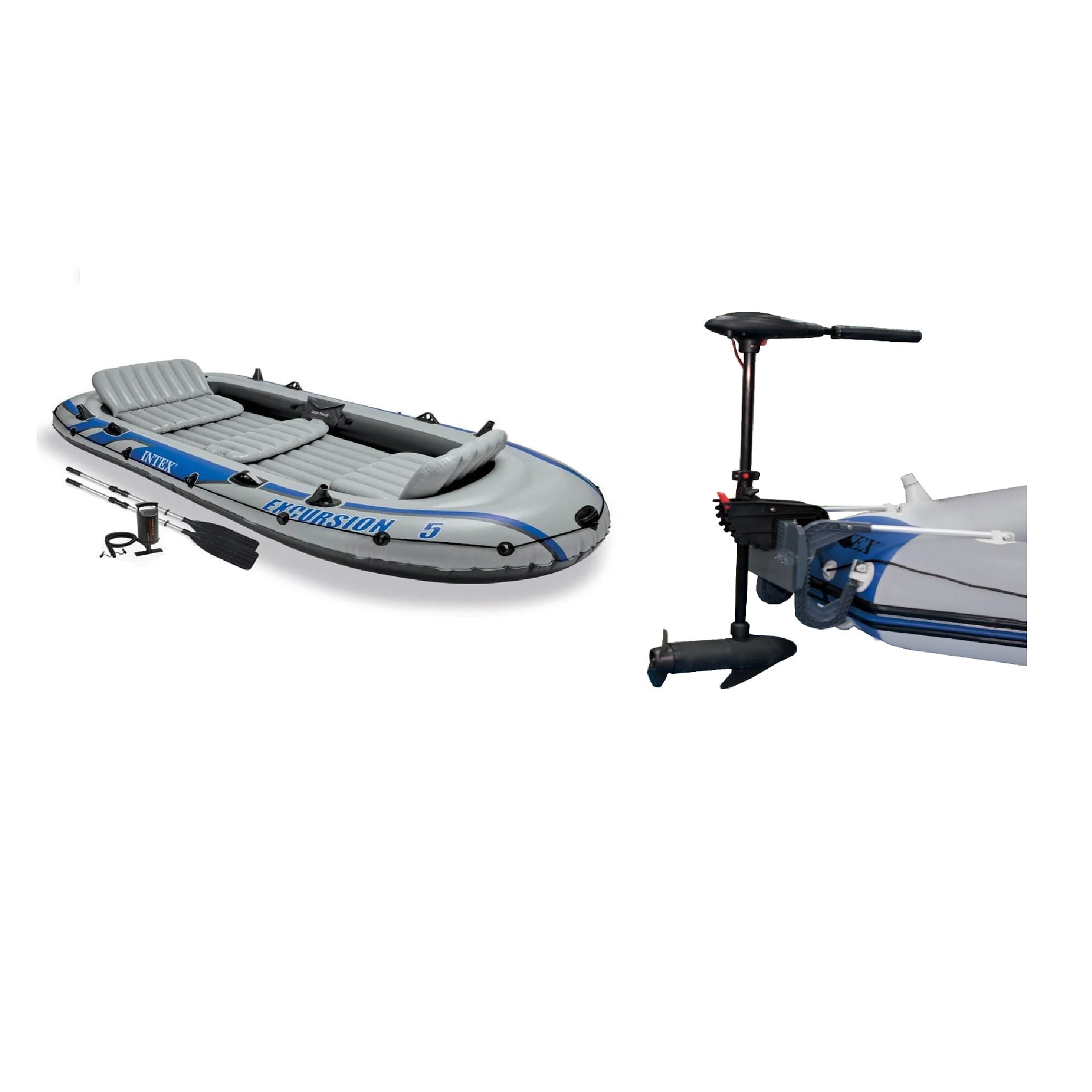 5 Person Fishing Boat Set w/2 Oars Eight Speed Trolling Motor