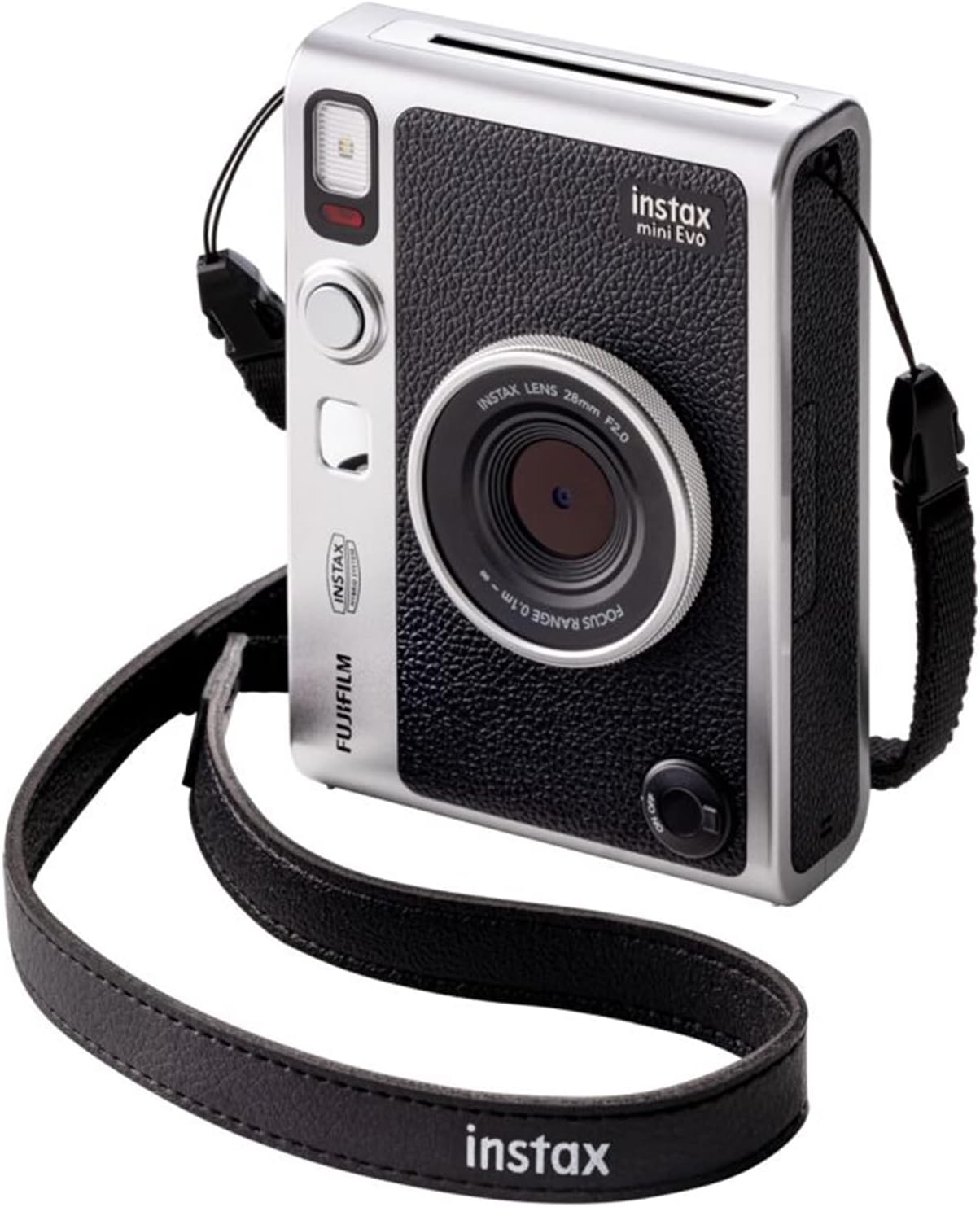 Fujifilm Instax Mini EVO Hybrid Black Instant Camera | Instax Mini Twin Pack Instant Film | 32GB microSD Card with Adapter | Black Camera Case