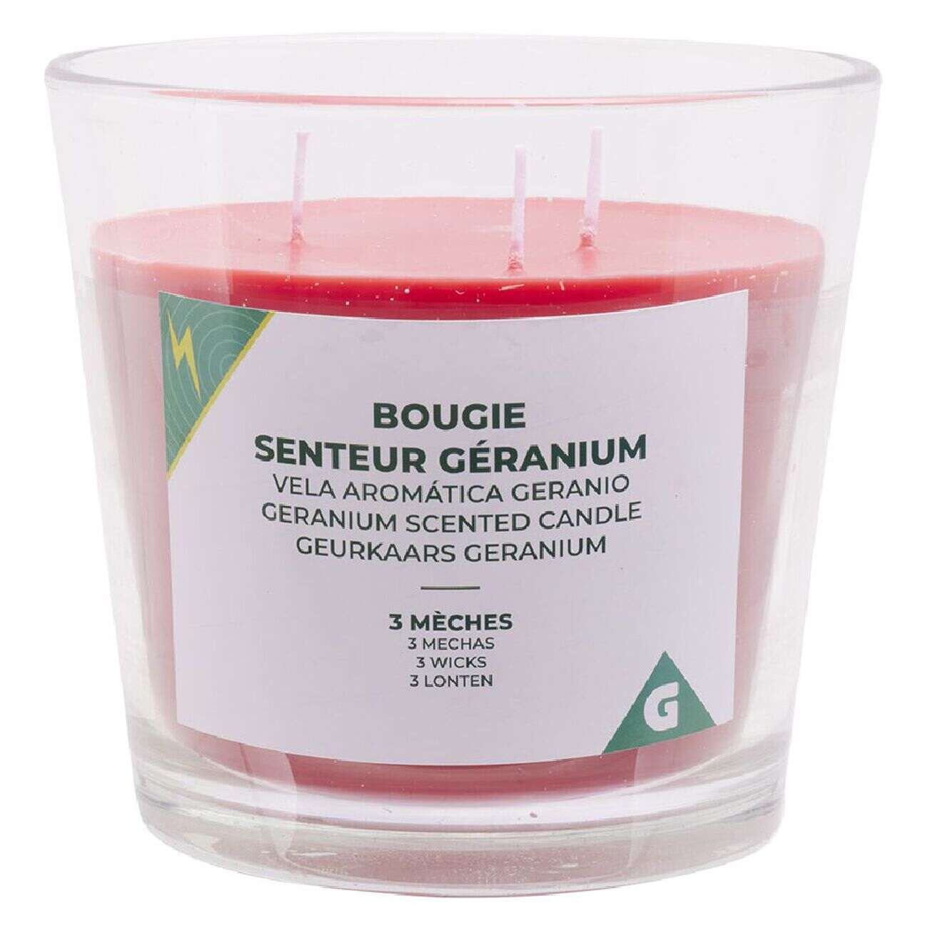 Bougie dans verre 3 mèches senteur Géranium