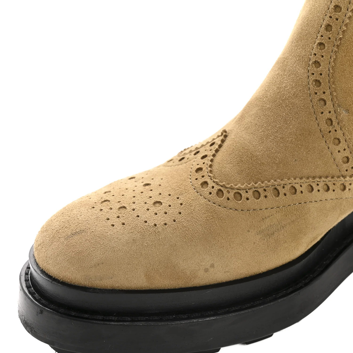 Suede Goatskin Chelsea Ankle Boots 37 Beige Gobi
