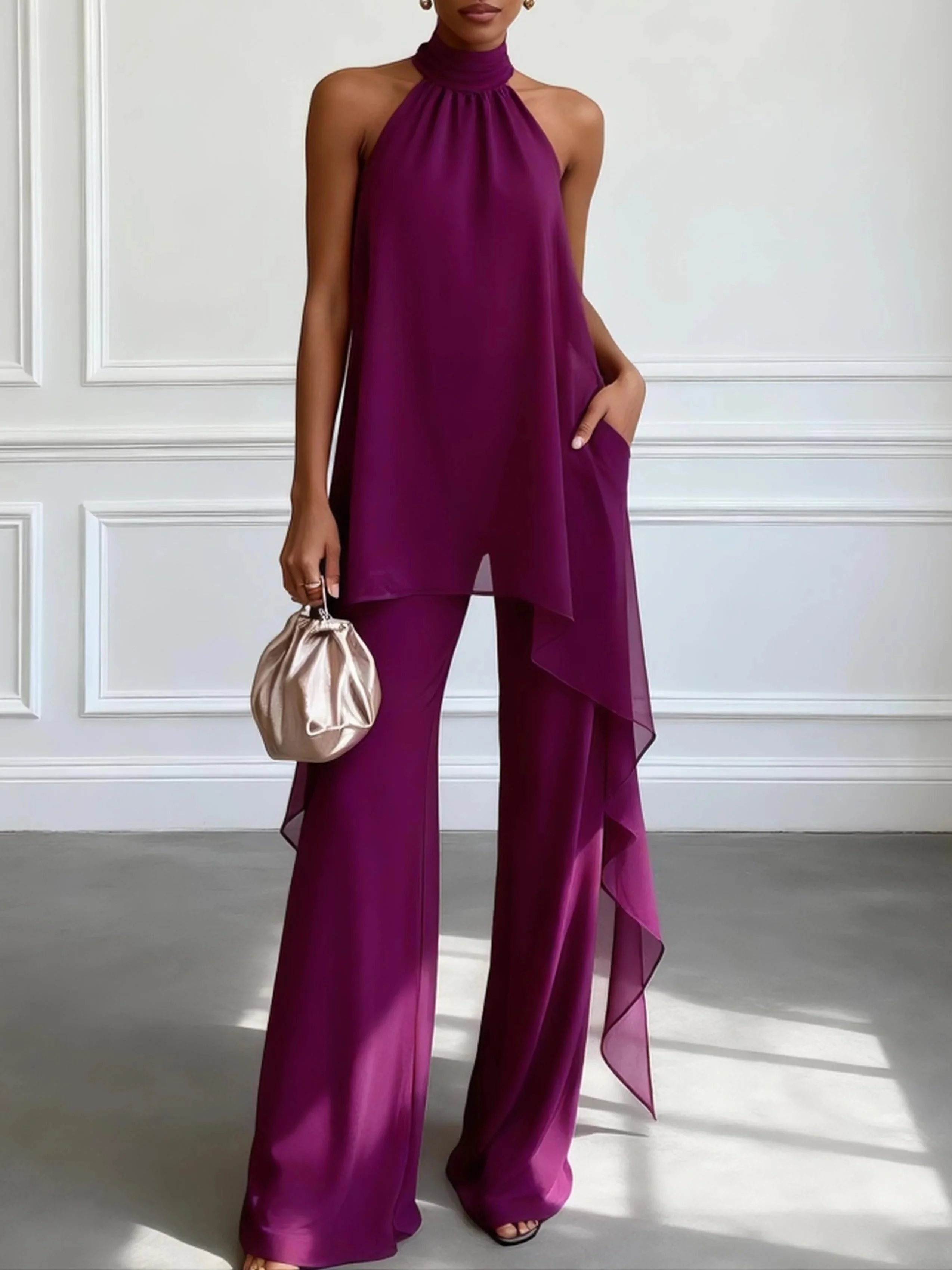 Violette | Ensemble élégant halter avec pantalon
