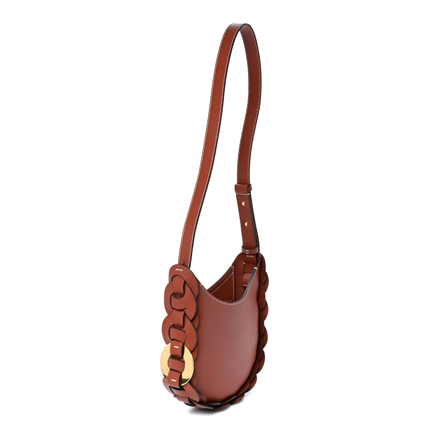 Small Grain Smooth Calfskin Small Darryl Hobo Sepia Brown