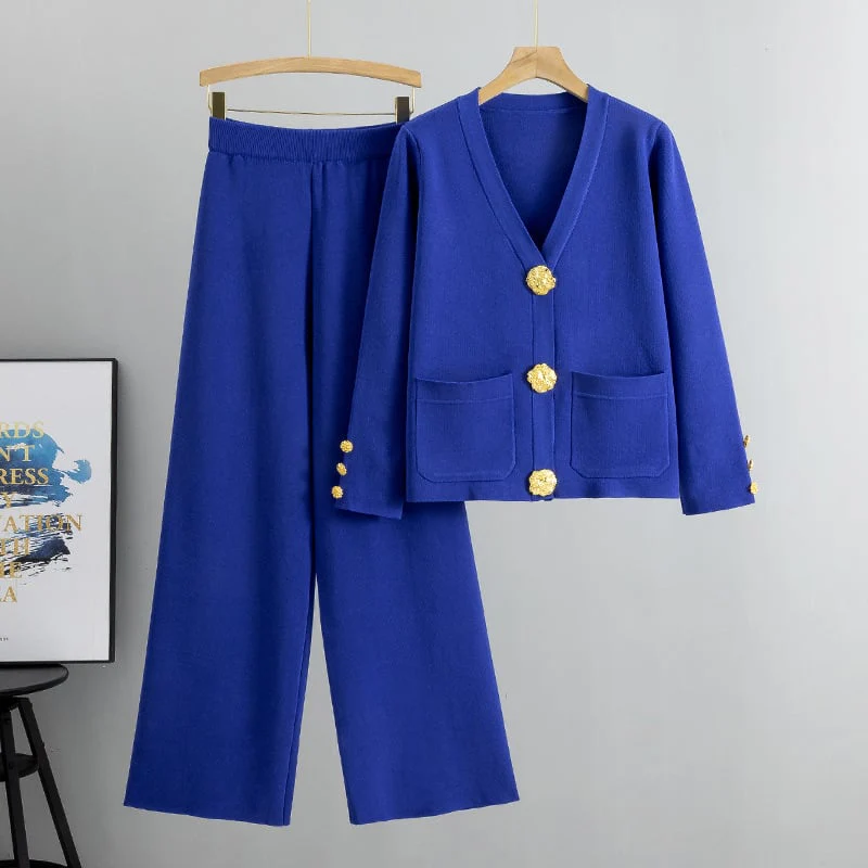 Ensemble pull en mélange de laine et pantalon à jambes larges